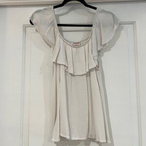 Massimo Off-White Ruffle Top, Size L